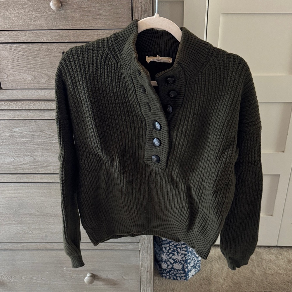 RARE Vintage Sezane Dark Green Button-Up Women's Sweater